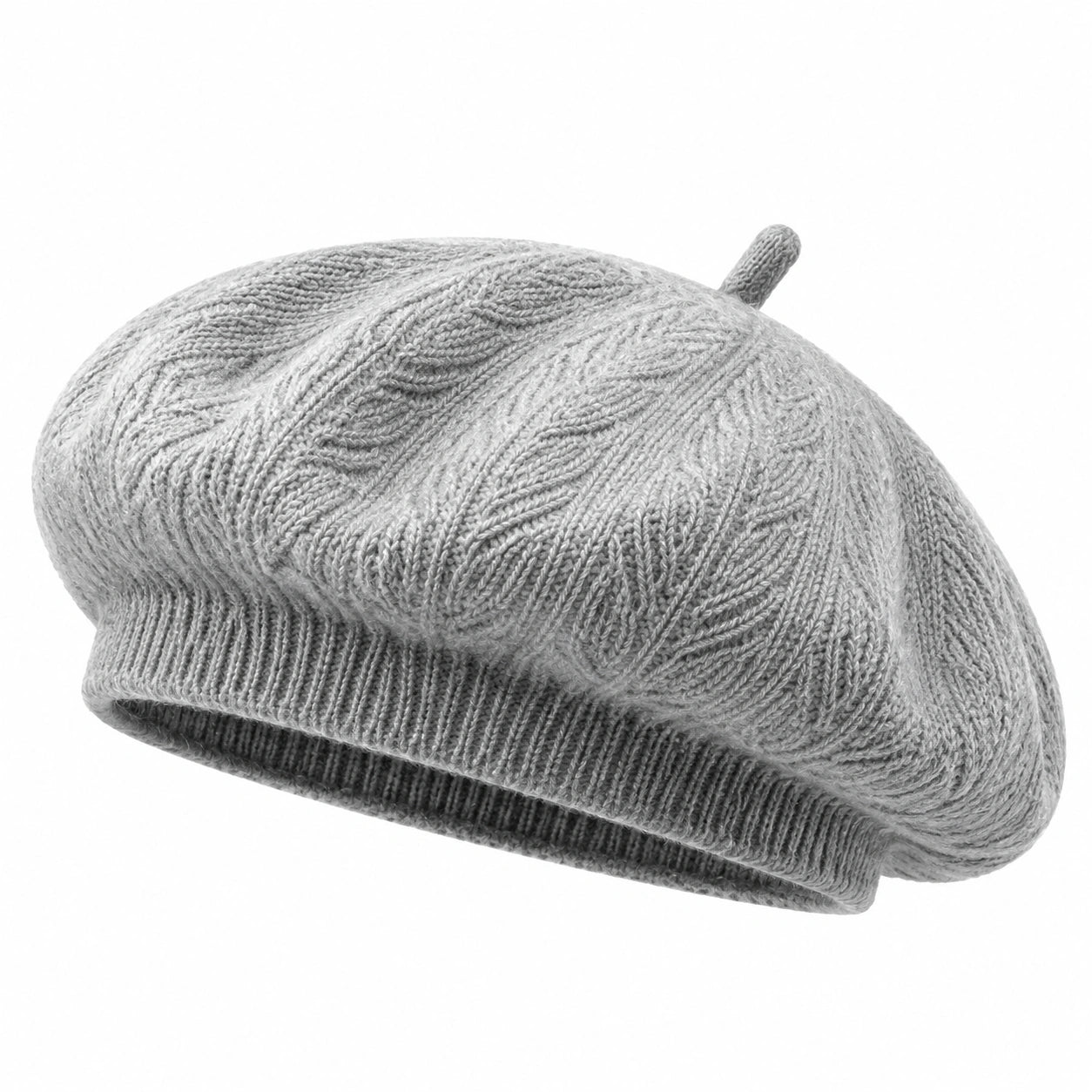Basco taglia unica in maglia grigio chiaro con motivo intrecciato stile classico