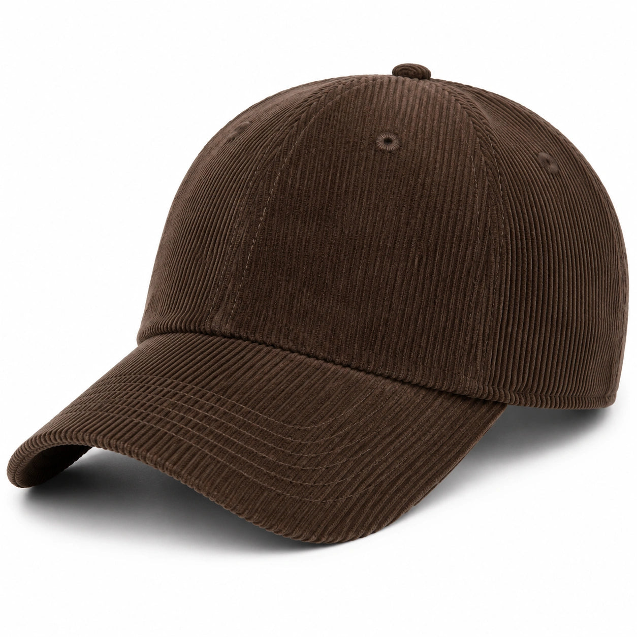 Cappellino da baseball taglia unica in velluto a coste marrone con visiera curva