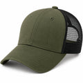 Cappellino trucker taglia unica verde oliva e nero in tessuto con rete traspirante