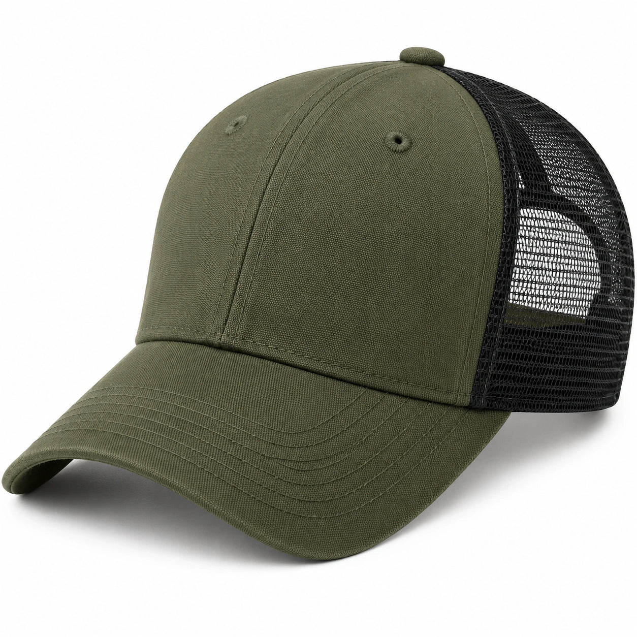 Cappellino trucker taglia unica verde oliva e nero in tessuto con rete traspirante
