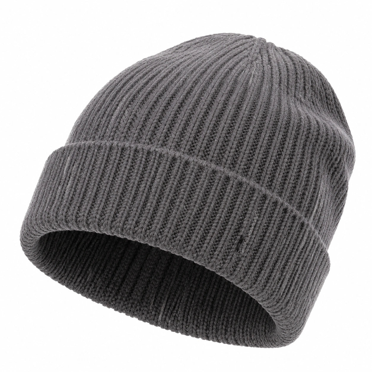 Berretto in maglia a coste grigio taglia unica - cappello con risvolto per uso quotidiano