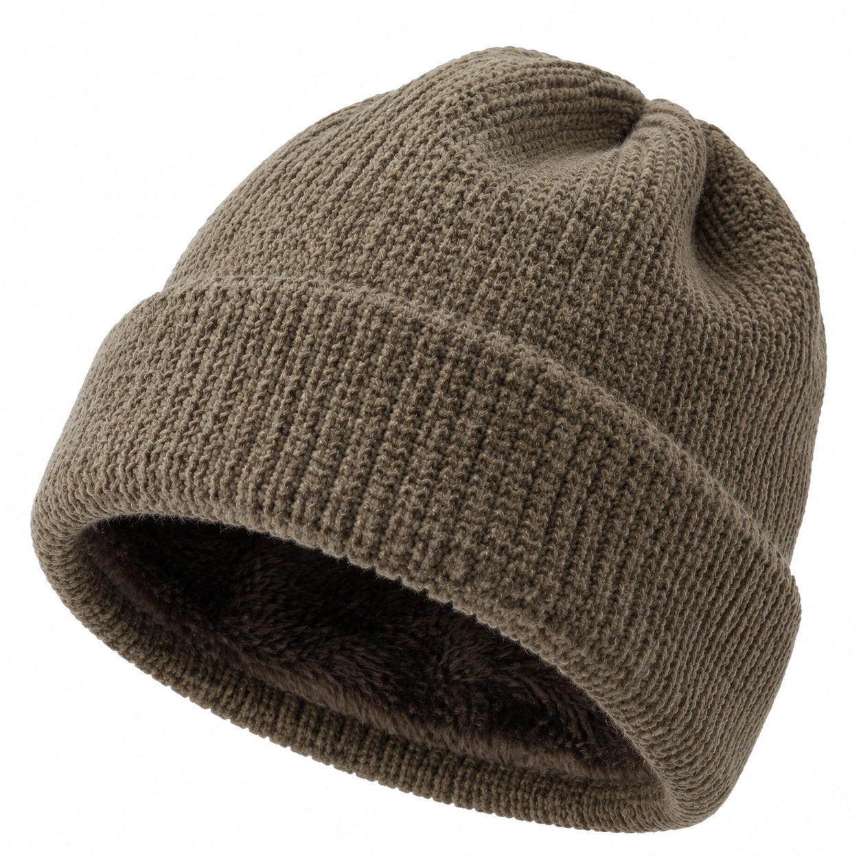 Cappello beanie taglia unica in maglia marrone talpa - fodera morbida stile casual