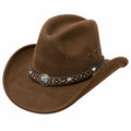 Cappello cowboy taglia unica marrone effetto scamosciato con fascia intrecciata