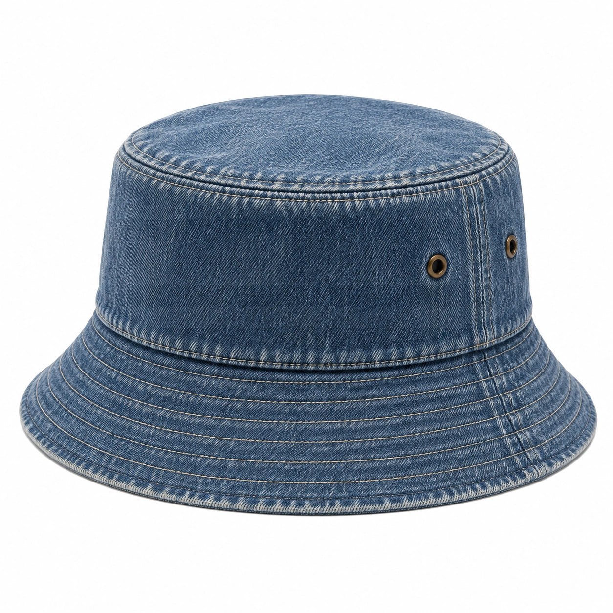 Cappello da pescatore taglia unica in denim blu con tesa ampia