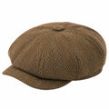 Cappello coppola taglia unica in tessuto marrone con motivo spigato stile classico