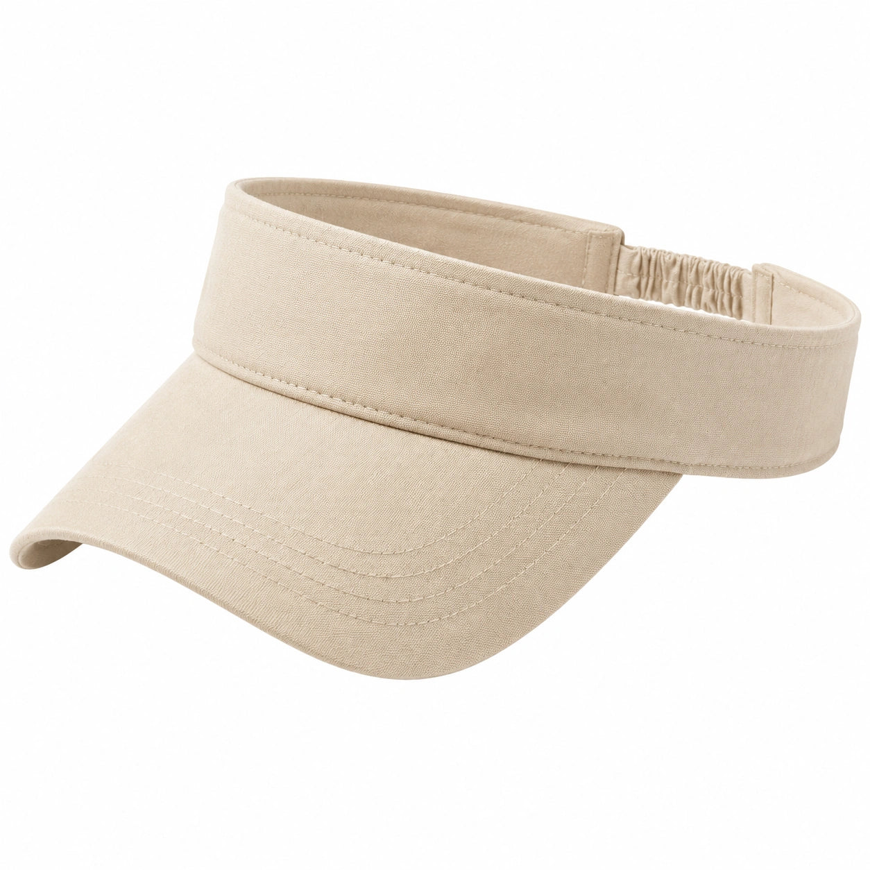 Visiera Taglia Unica in Tessuto Beige con Fascia Elastica per Uso Quotiano